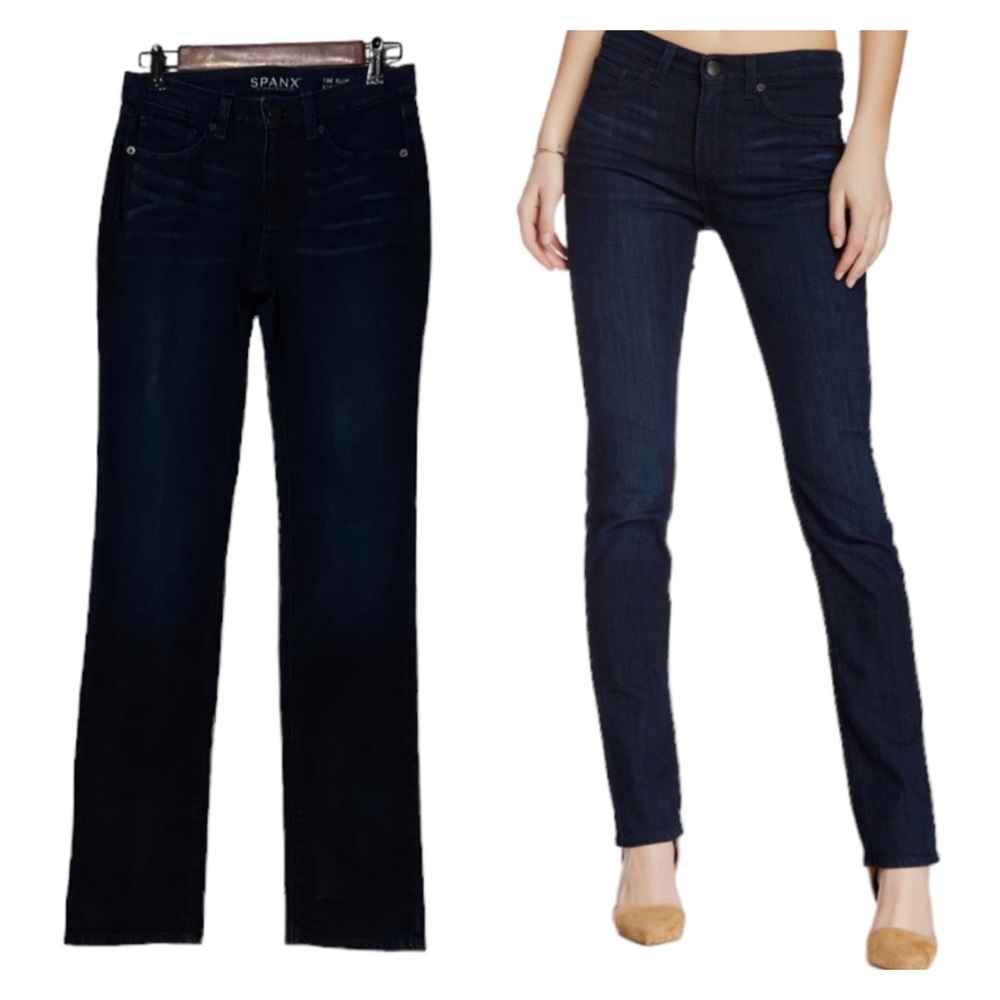 Spanx The Slim X Straight High Waist Jeans Blue